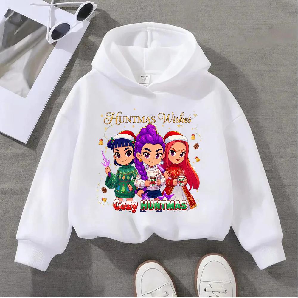 Comfortable Huntmas Children's Hoodie with Cute Christmas Characters and a "Huntmas Wishes" Designed Girls' Sweatshirt