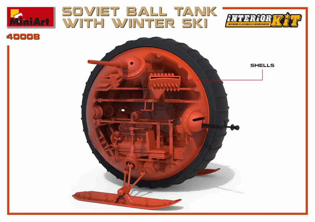 MiniArt Scale Soviet Ball Tank with Winter Skis and Full Interior Plastic Model Kit MA40008 1/35 (Interior Reproduction)