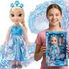 Elsa frozen reino do gelo cantora luminosa grande boneca presente para crianças