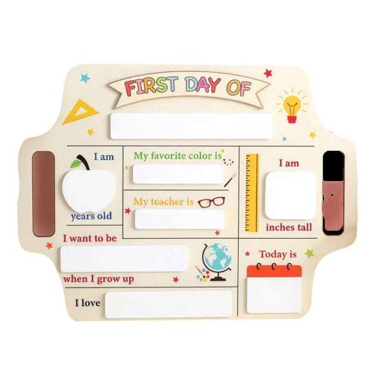 Kids Study Planner First and Last Day of School Board Sign for Kids, Reusable Wooden Cute Desktop Decor Chalkboard Sign, Writing Daily Notes Schedules