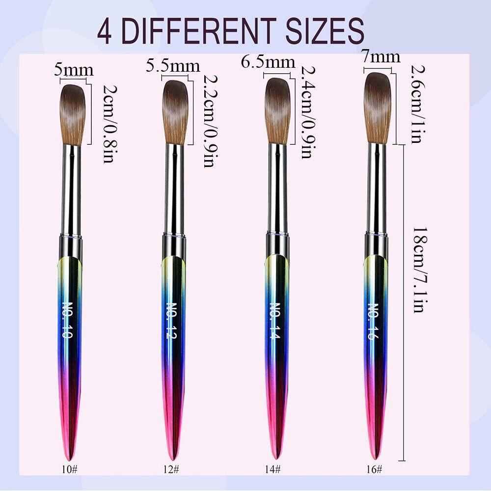 4Pcs/Set Kolinsky Sable Nail Art Brush Set Acrylic Brushe Durable Powder Brushes