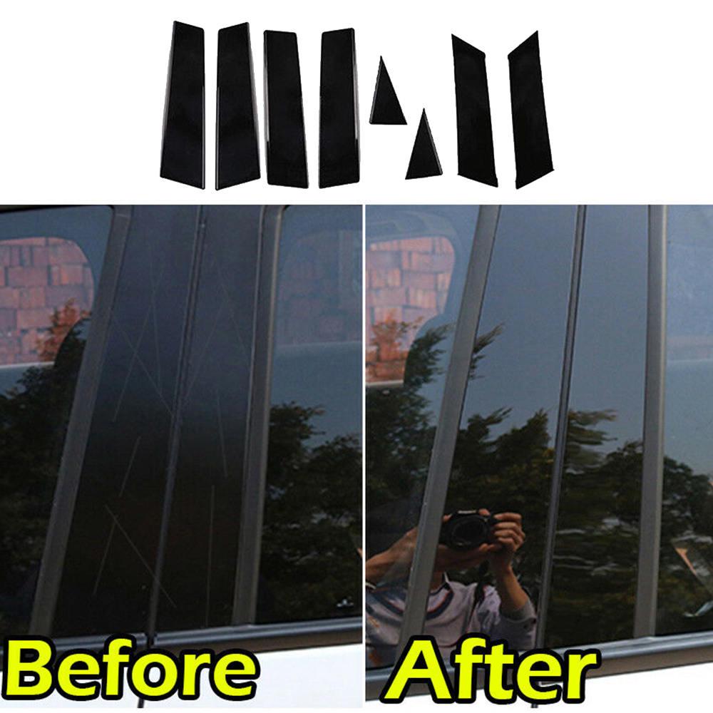 Carbon Fiber Black Car Window Door Column BC Pillar Post Cover Trim Fit For 2013-2018 Nissan Mirror Effect PC