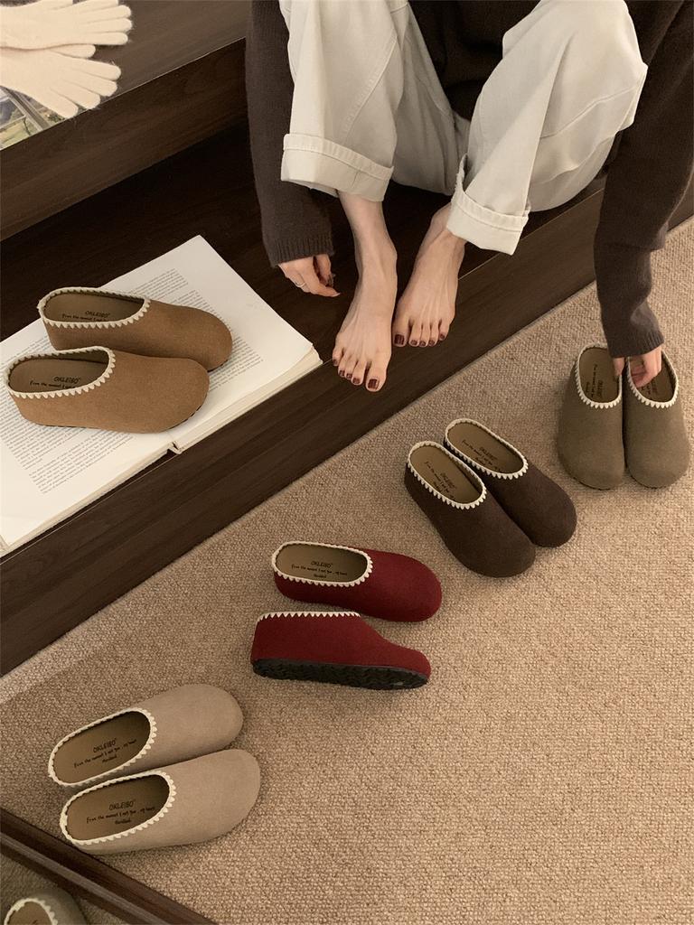 Retro non-slip thick-soled heightened half-drag Birkenstocks women's 2025 new autumn versatile soft-soled outer bag head slippers