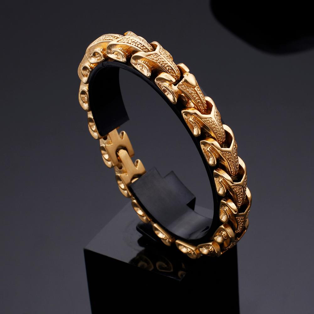 Punk Stainless Steel Dragon Grain Wrap Bracelets for Men Vintage Bracelet & Bangle Personalized Armband Jewelry Lucky Gift