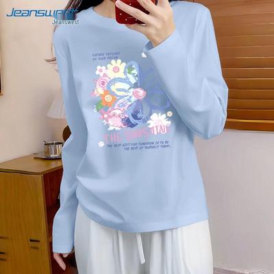 Jeanswest Women's 2025 Autumn Pure Cotton Long-Sleeve Graffiti T-Shirt