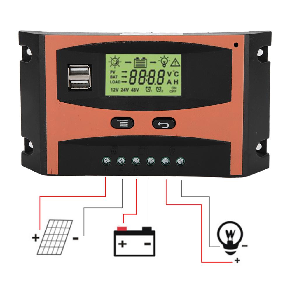 12V 24V MPPT Solarpanel-Regler LCD-Bildschirm Automatischer Batterieregler 40A