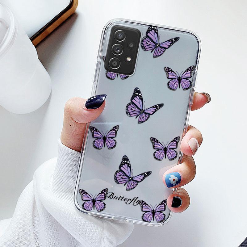 Phone Case For Samsung A52s A52 Floral Silicon Cover For Samsung Galaxy A52 Fundas Coque Transparent Soft Capas Flower TPU