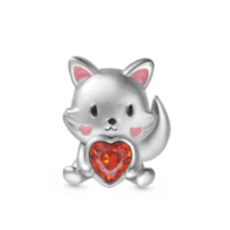New Copperdaisy Bunny Cat Mouse Calf Embraces Heart Gemstone Charm Bead Fit Original Braceletdiy Women Jewelry