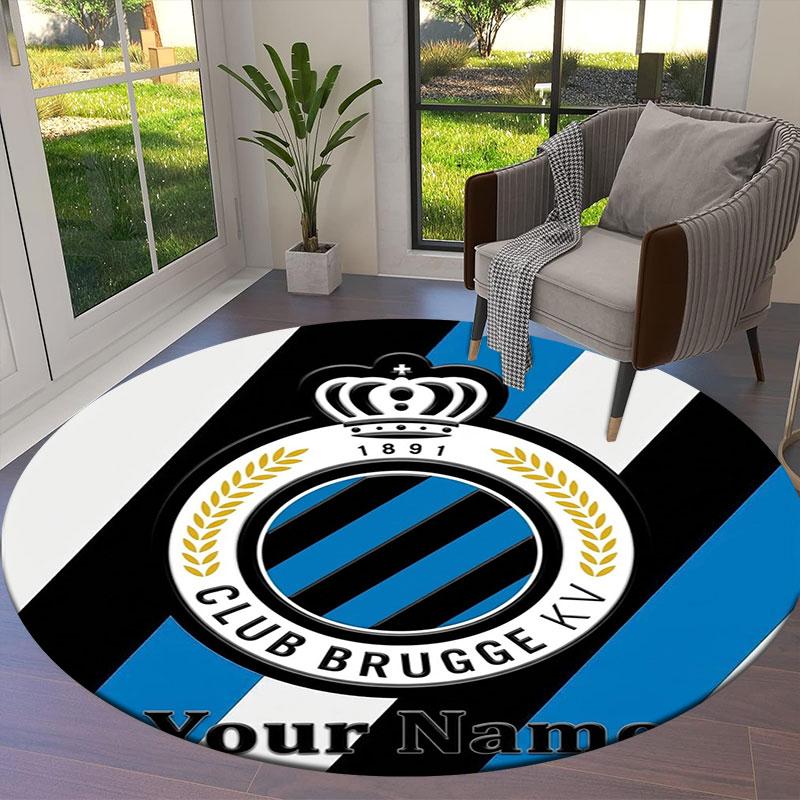 Club Brugge KV Custom Name Round Area Rug,Carpet Rug for Living Room Bedroom Sofa Playroom Decor,Non-slip Floor Mat