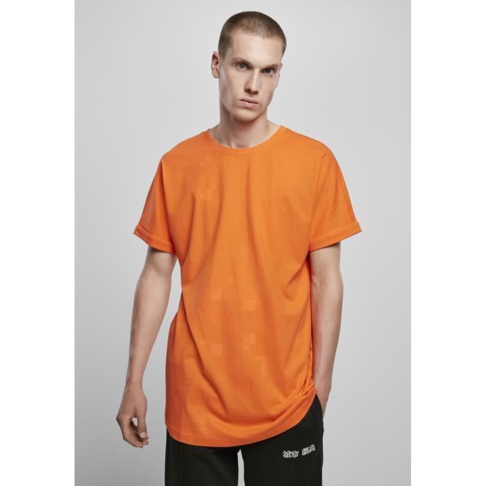 T-shirt - Urban Classics - Long Turnup Tee - Orange - 100% Coton - Coupe Loose