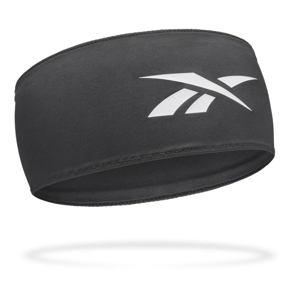 Reebok Black for Exercise and Sports Headband, Moisture-Wicking, Quick-Drying, Sweat-Blocking,