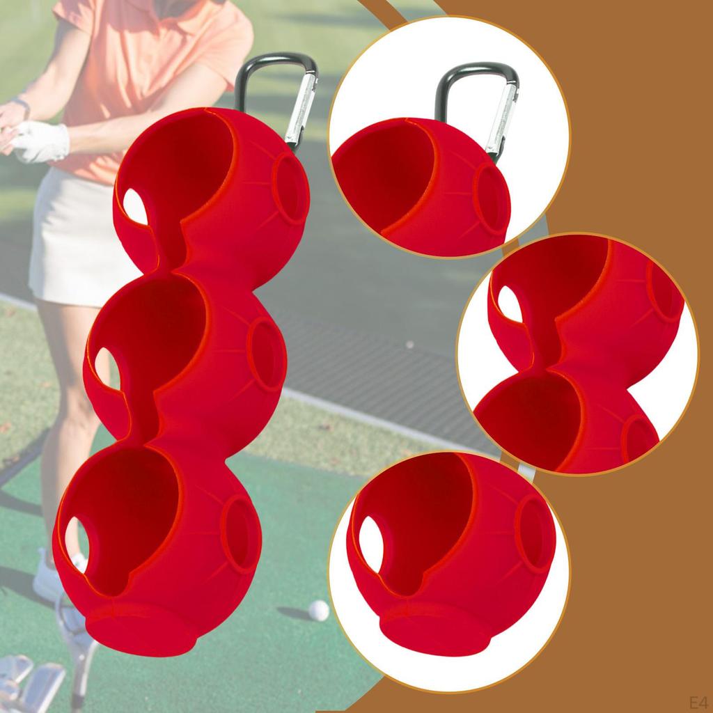 Golf Ball Holder Carrier Lightweight with Hook Holds 3 Balls Sleeve Bag for Training Recreation