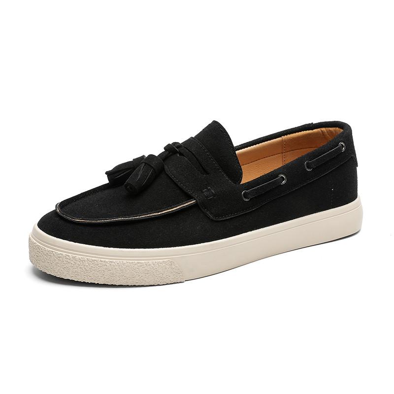 Brand Khaki Suede Men's Loafers Tassel Fashion Leather Casual Shoes For Man Autumn Lightweight Flats Slip-on Shoes Man Moccasins