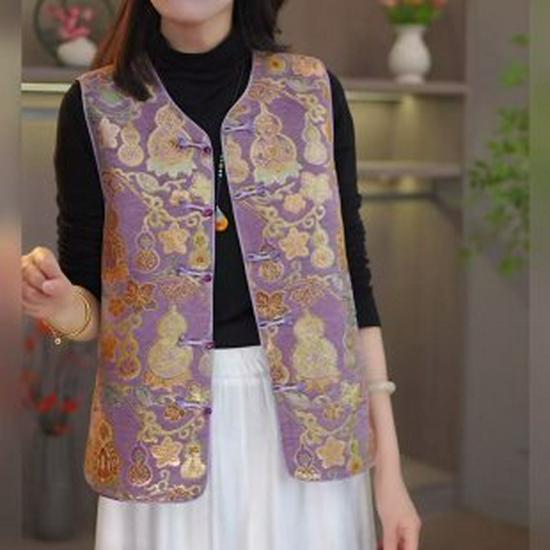

2026 Spring Yellow Chinese Style Plate Buckle Waistcoat for Women 2XL фіолетовий