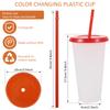 10Pcs Color Changing Cups with Lid 710ml Plastic Straw Tumbler Large Capacity Cold Drinking Cup Travel Beverage Cup for Party