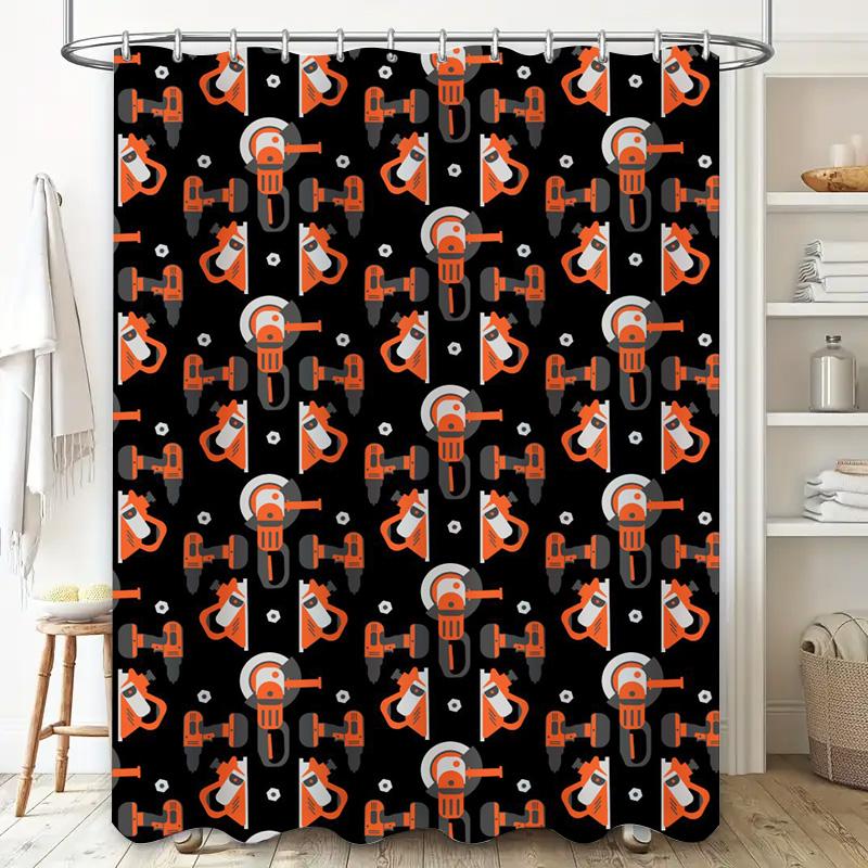 Modern Bathroom Decor Shower Curtain Fabric Printing Design Waterproof 180X240cm For Bathtub Decoration Home Accessories Orange