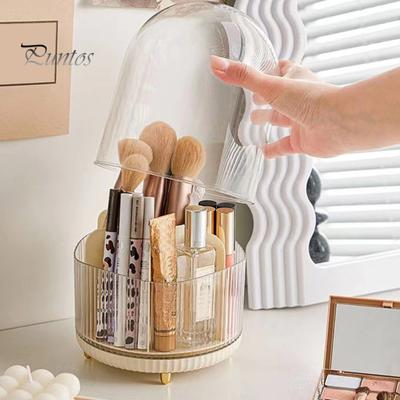 360° Rotating Makeup Brush Holder with Lid 7-Compartment Desktop Makeup Organizer Lipstick Eyebrow Pencil Holder Cosmetic Storage Box Jewelry