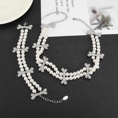 Kaiserinwitwe Cixi Doppellagiges Perlen- & Diamant-Saturn-Halsketten- und Armband-Set - Retro-Luxus