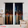 2pcs,2D Plane Printing Contemporary Curtains City Glow Versatile 100% Polyester (without Rod) Decorations For Home Use for