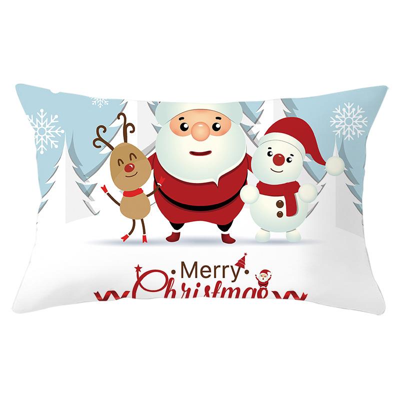 Christmas Series Peach Skin Waist Pillowcase Rectangular Sofa Cushion Cover Bedside Pillowcase Home