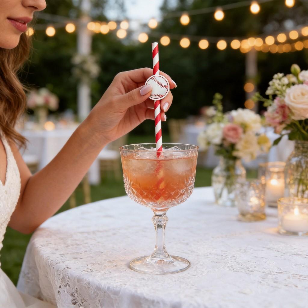 Disposable Paper Straws For Weddings And Parties With Degradable Material For Cake And Cocktail Decor