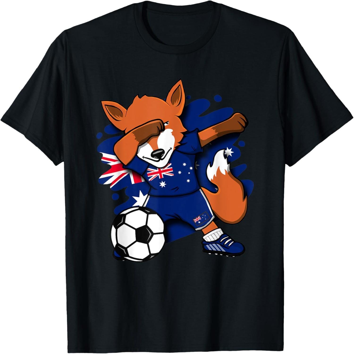 Dabbing Fox Australia Soccer Fans Jersey Australian Football T-Shirt S