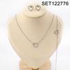 European Diamond-Accented Heart Jewelry Set: Necklace, Bracelet & Earrings in Titanium Steel for Women's Luxurious Style.