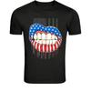 Patriotic USA Lips Flag T-Shirt - American Flag Mouth Graphic Tee