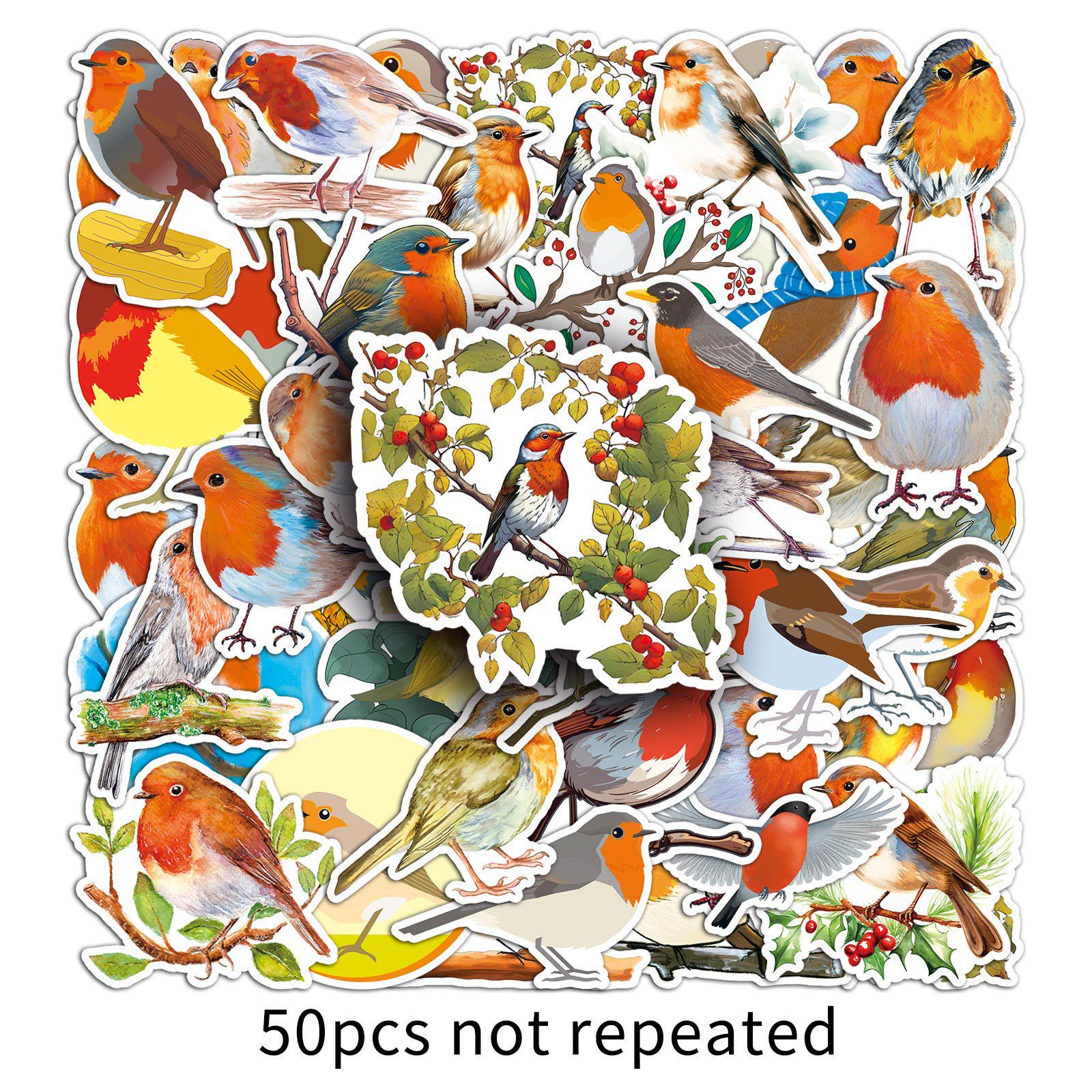 Robin Stickers: 50 Waterproof Cartoon Animal & Bird Stickers for Notebooks & Phones