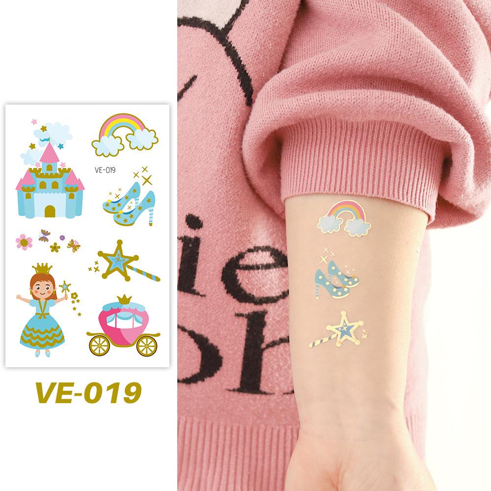 Dreamy Princess Cartoon Tattoo Stickers - Stylish Hot Stamping Designs 120*75mm