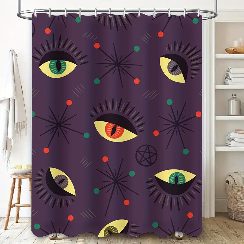 Colorful Bow Tie Print Shower Curtain for Bathroom Decor Easy Install Fabric Shower Panels with Hook Rings Set