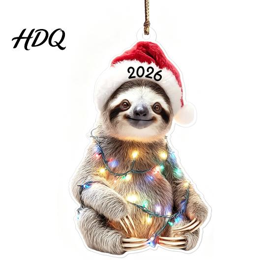 Animal Themed Holiday Decorations Christmas Hanging Ornaments with Lanyard Cute Double Sided Pendant 2026 Creative Shaped Gifts Santa Hat