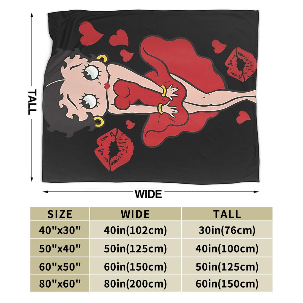 B-Bettys Boops Plush Blankets Kids Flannel Throw Blanket For Outdoor Warm Custom Quality Bedspread Gift