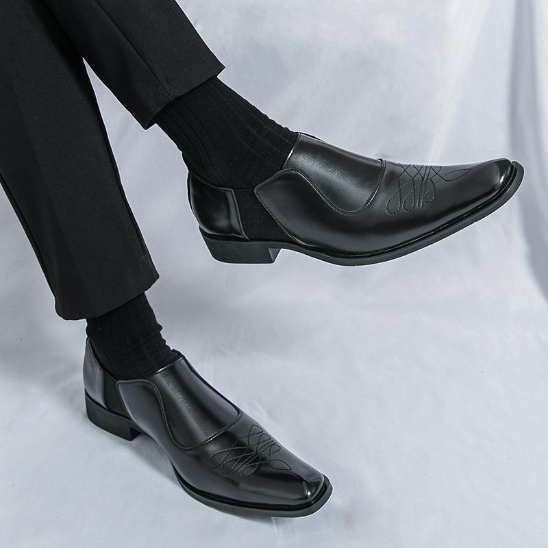 Fashion Men's Pointed Toe Loafers Classic Nightclub Dress Shoes Stylish Men Slip-On Casual Shoes Party Wedding Male Business Footwear