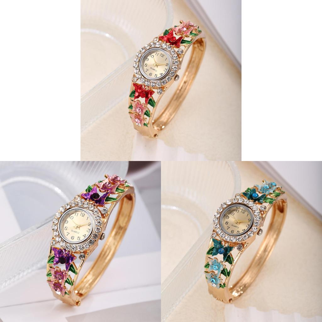 Korean Fashion Ladies Butterfly Flower Quartz Watch With Alloy Band For Casual Wear
