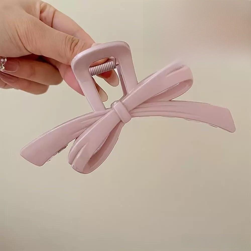 Solid Bow Hair Clips Plastic Barrettes Fashion Hair Claw Clip