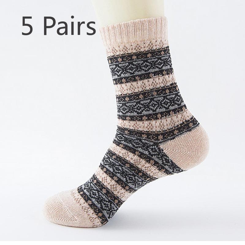 

5 Pairs of Winter Dual-track Retro Rabbit Wool Socks for Men, Thickened and Warm Ethnic-style Socks 5 pairs