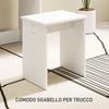 Toeletta con 3 Ripiani e Cassetti, Specchio e Sgabello, in Truciolato, 75x40x137 cm, Bianco