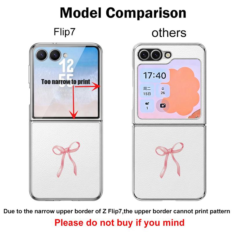 Pink Bowknots Print Case For Samsung Galaxy Z FlIP 7 FE 6 5 Z Flip7 Flip6 Flip5 Luxury Plating PC+PU Leather Hybrid Folding Phone Cover