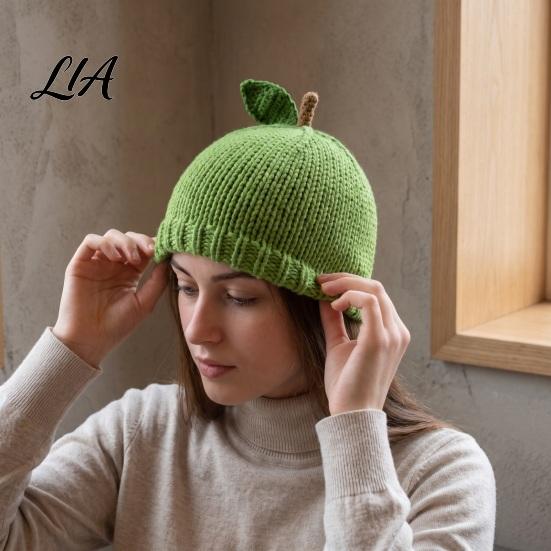 Adorable Fruit Design Beanies Women Knitted Hat, Cute Stretchy Cozy Winter Beanies, Sweet Warm Skull Cap for Girls Cold Weather Elastic Fit Headwear