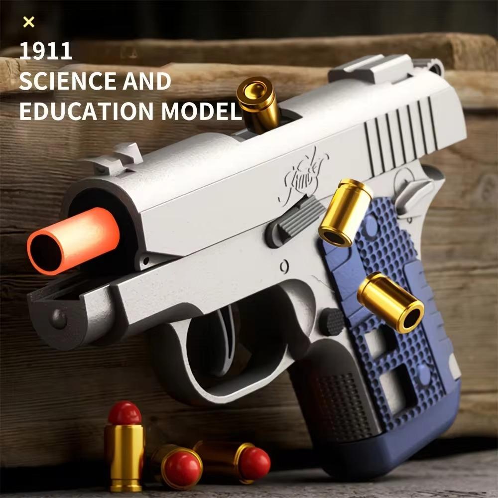 Pocket Mini M1911 Continuous Shell Throwing Toy Gun Education Gun Model Soft Bullet Launcher BlowBack Airsoft Pistol