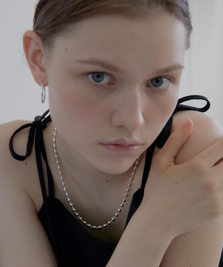Alleun Silver 925 Ball Chain Long Necklace Bold (C Type)
