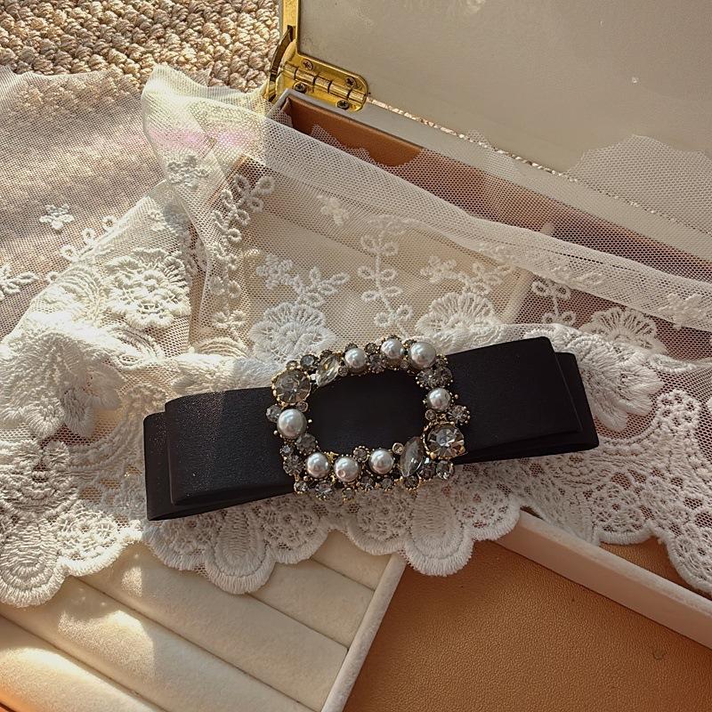 Bow Hair Clip with Exquisite Crystal for Women's Ponytail, High Quality