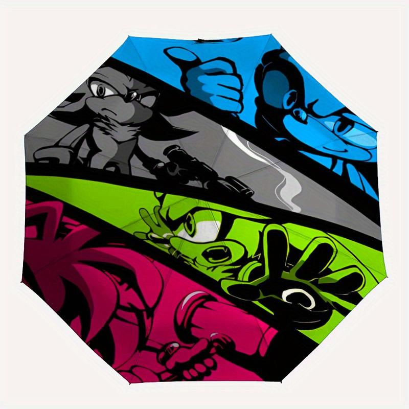 Team Sonic México Cartoon Umbrella, Portable 3 Fold Compact Umbrella, Suitable for Camping, Hiking and Travel,s.C086