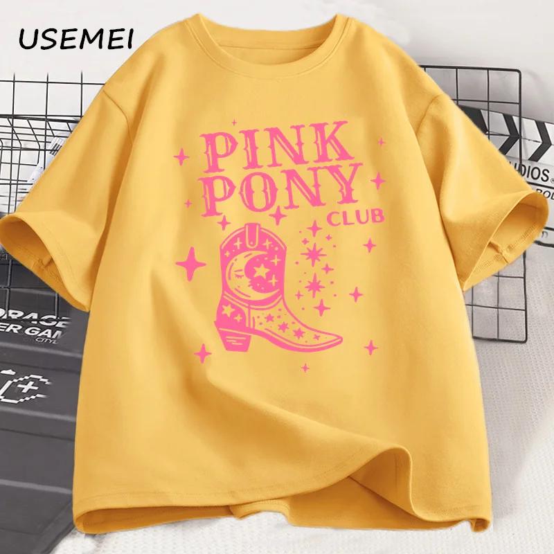 Pink Pony Club Chappell Roan Cowgirl Boots T-shirt Women Hip Hop Fashion Country Music T Shirt Lady Girl Fashion Tee Streetweawr