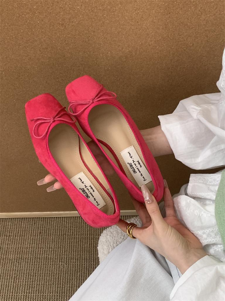 French Temperament Thick Heel Single Shoes Women's 2025 New Niche Elegant Gentle Fairy Suede Light Mouth Evening Shoes