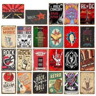 Hard Rock Roll Poster Country Music Jazz Metal Signs Retro Party Decor Pub Bar Cafe Club Decoration Vintage Wall Plaque YJ063