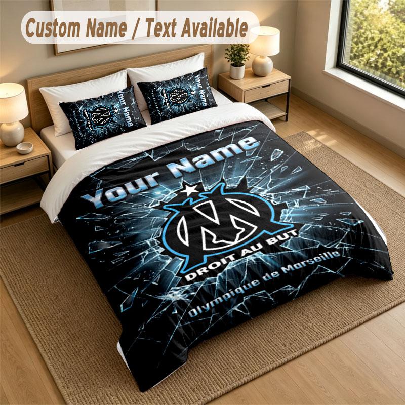 Juego de Ropa de Cama 1 Funda Nórdica 2 Fundas de Almohada Estampado Olympique Marseille FC Ropa de Cama Suave Decoración de Dormitorio