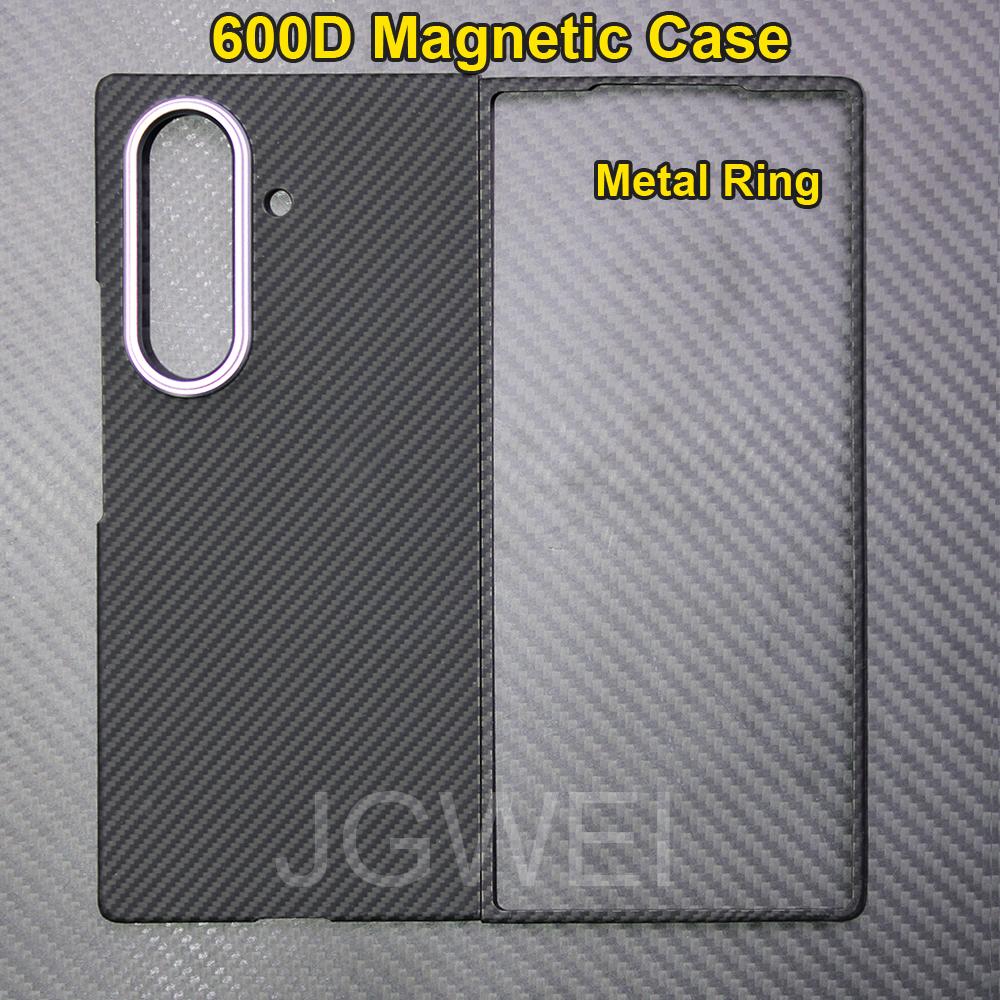 For Samsung Galaxy Z Fold 7 Carbon Case 600d Kevlar Aramid Fiber Fabric Ultra Thin Hard Cover Magnetic balckSlimlightred Premium