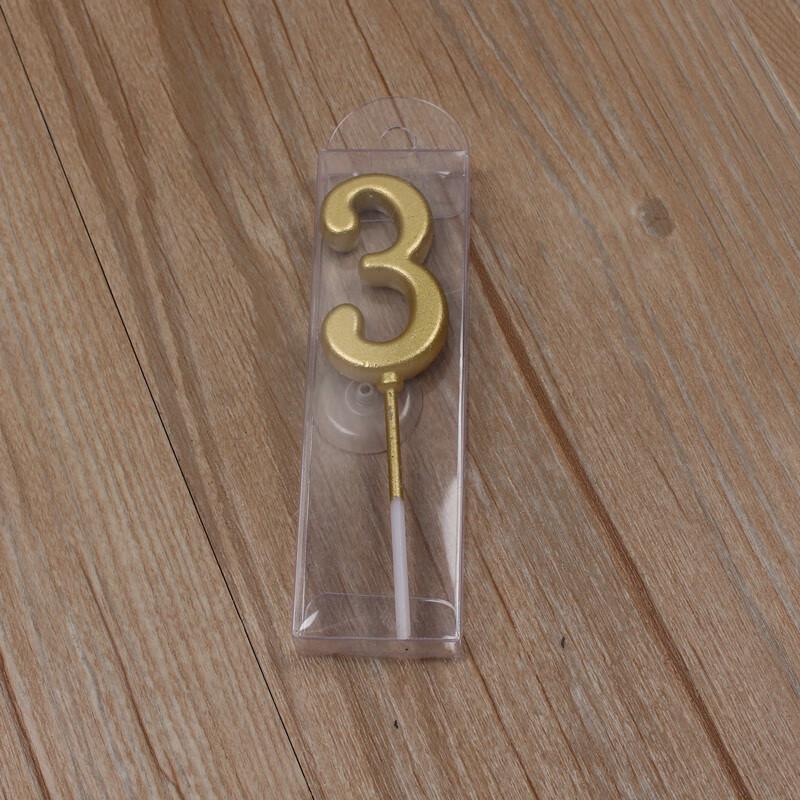 Golden Number 3 Birthday Candle